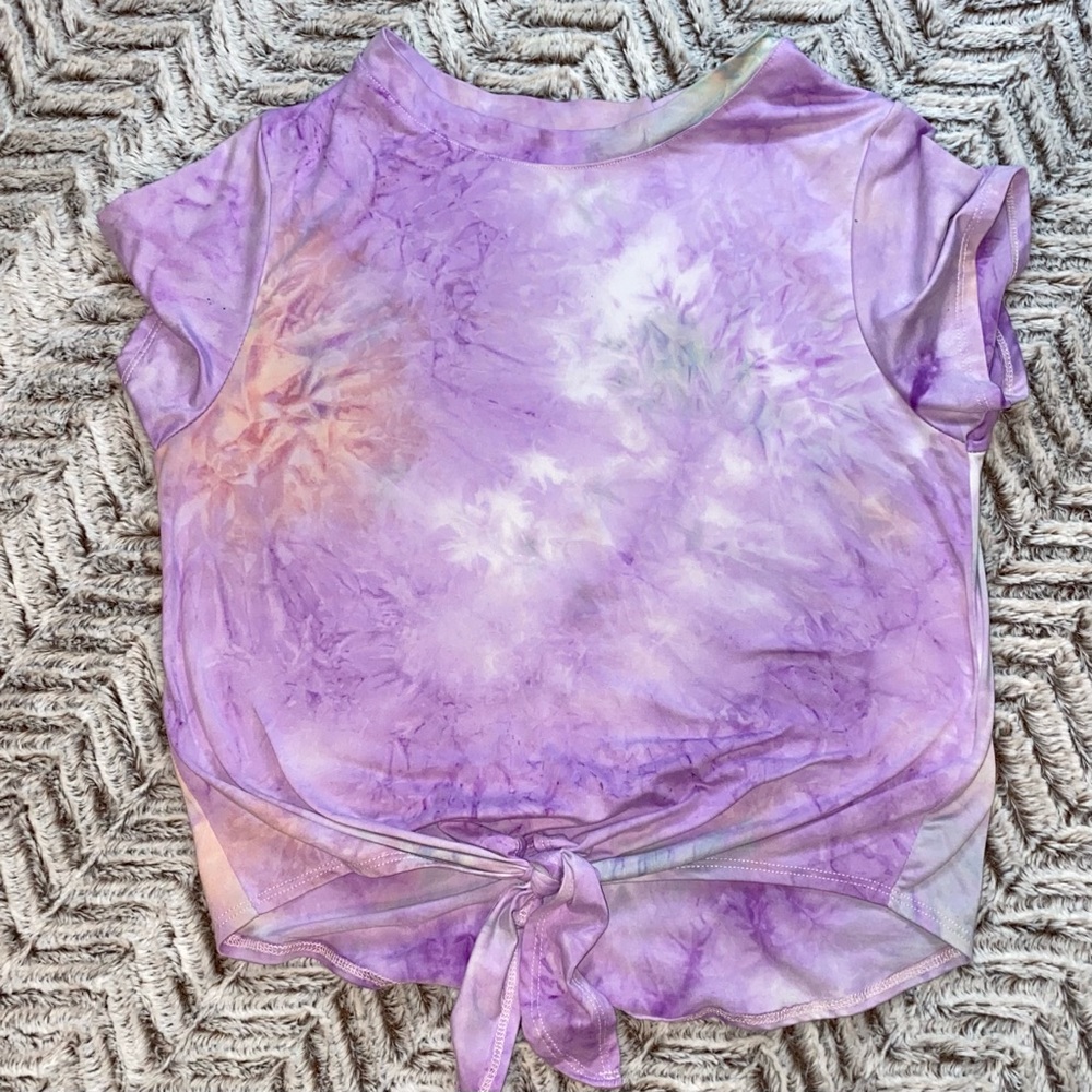 Tie Dye tie front crop top | Purple